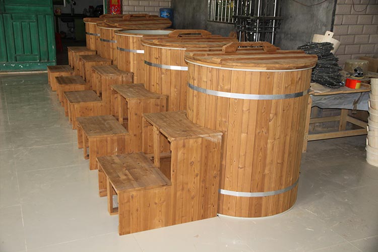 Thermo Pine Wood Ice Bath Tub with 304 Stainless Steel Liner